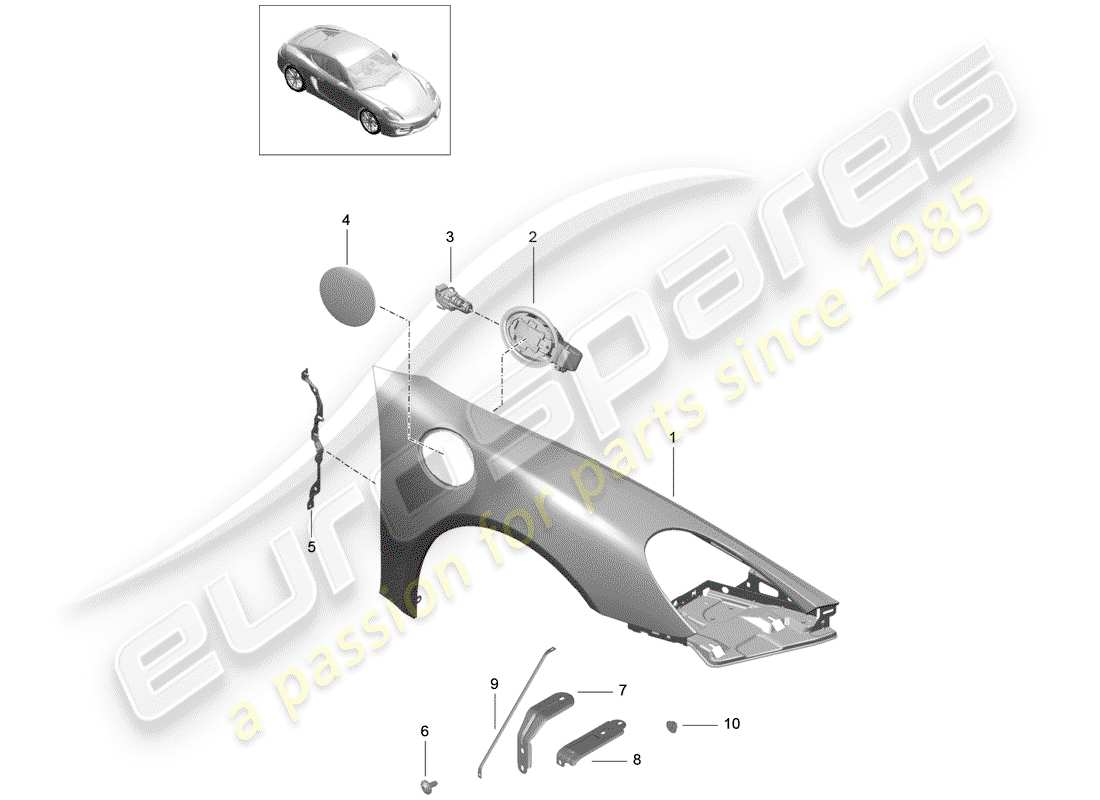 porsche cayman 981 (2014) fender part diagram