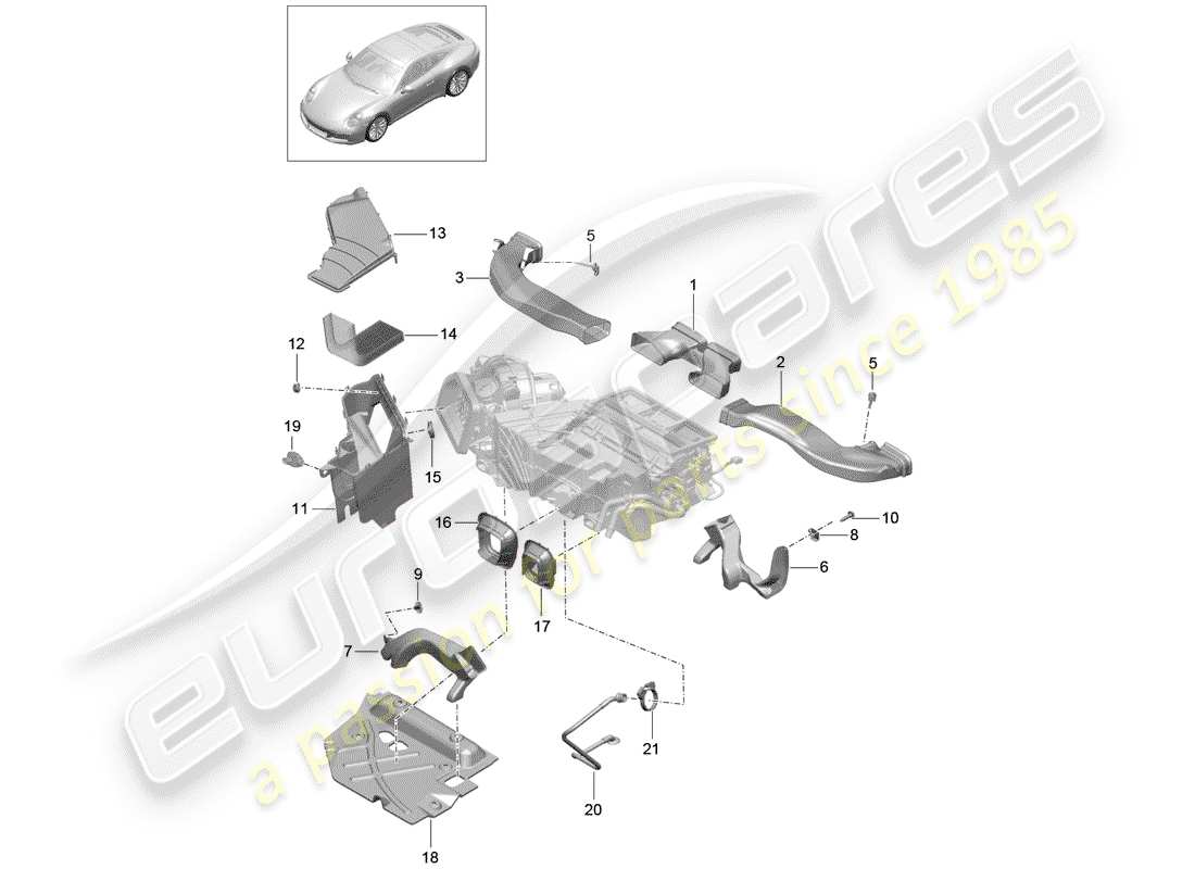 porsche 991 gen. 2 (2020) air duct part diagram