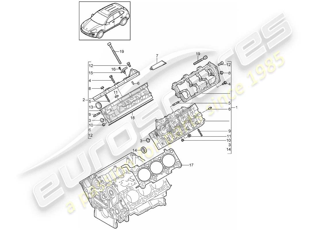 porsche cayenne e2 (2014) cylinder head part diagram