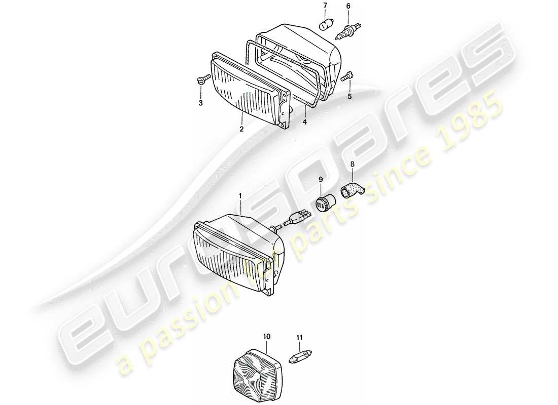 porsche 911 (1989) special model - flatnose design - additional headlight - d - mj 1988>> part diagram