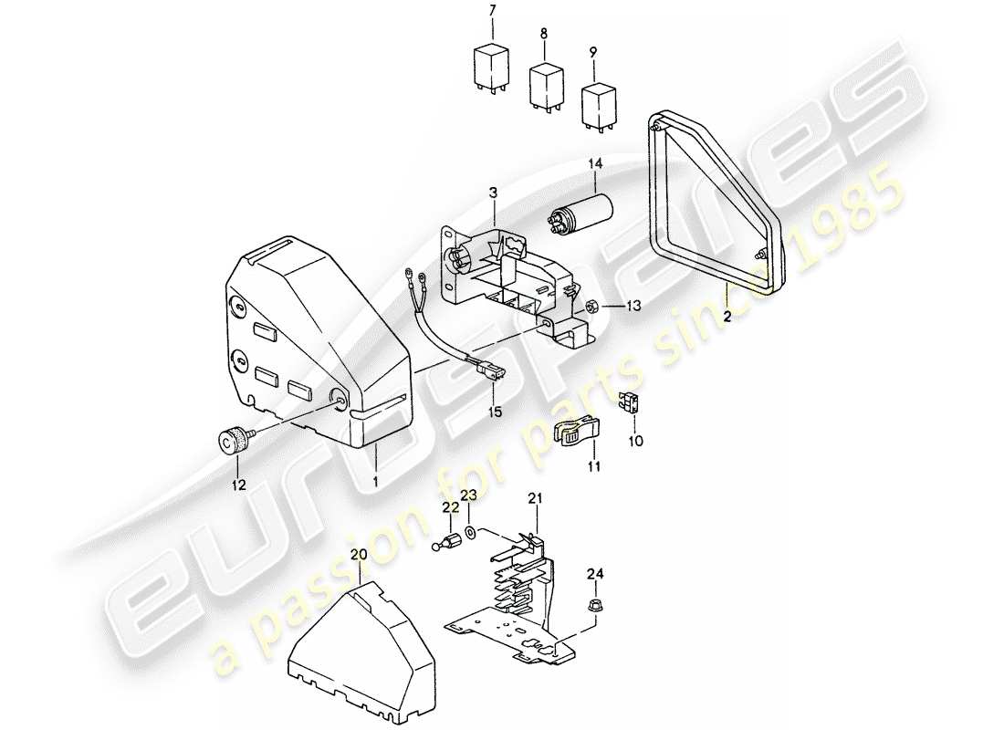 porsche 993 (1995) fuse box/relay plate - engine compartment part diagram