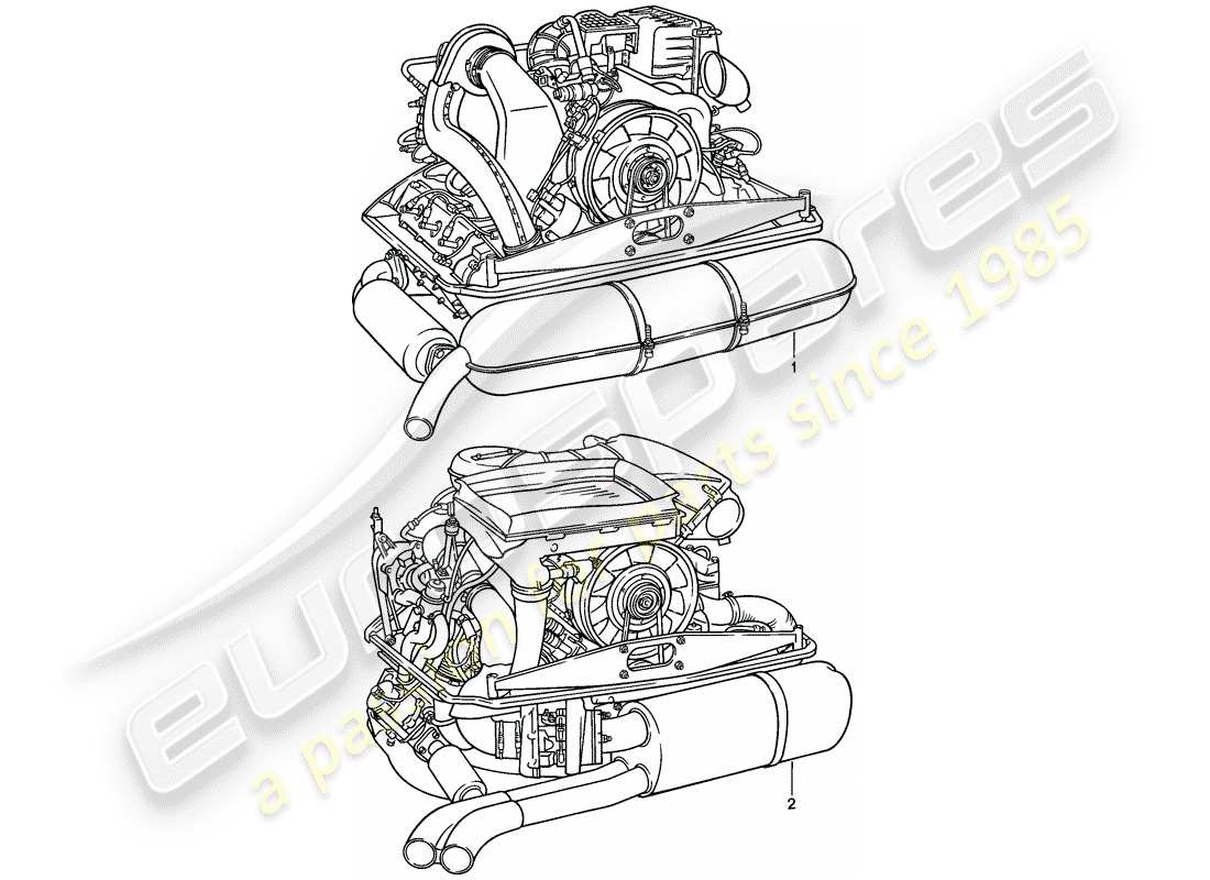 porsche 911 (1987) replacement engine - ready for installation part diagram