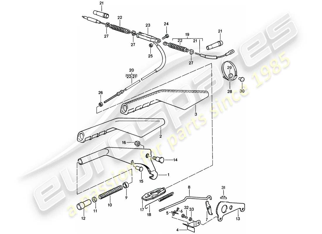 porsche 944 (1988) hand brake lever part diagram