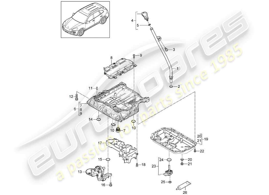 porsche cayenne e2 (2012) oil-conducting housing part diagram