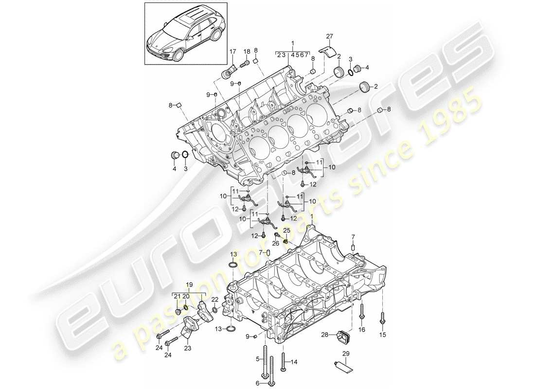 porsche cayenne e2 (2015) crankcase part diagram