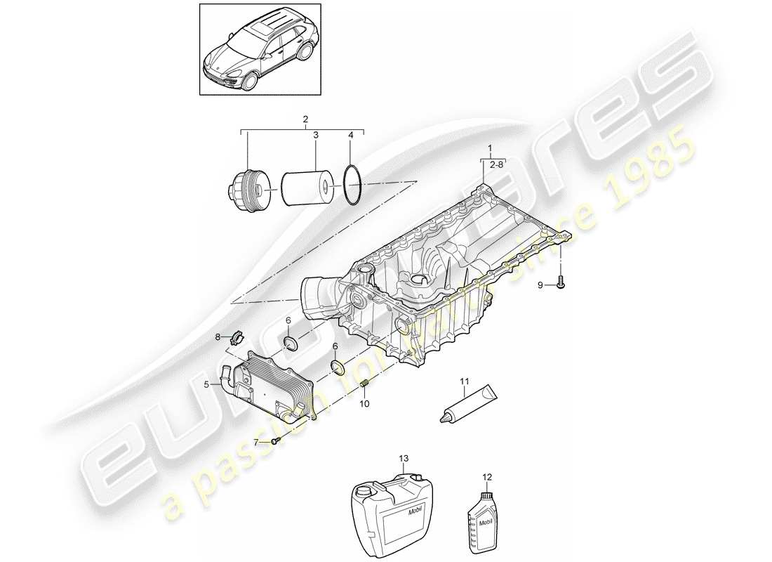 porsche cayenne e2 (2015) oil-conducting housing part diagram