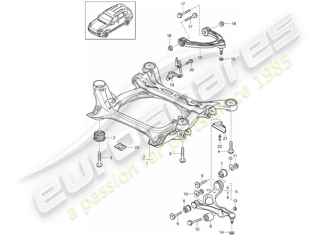 porsche cayenne e2 (2015) sub-frame part diagram