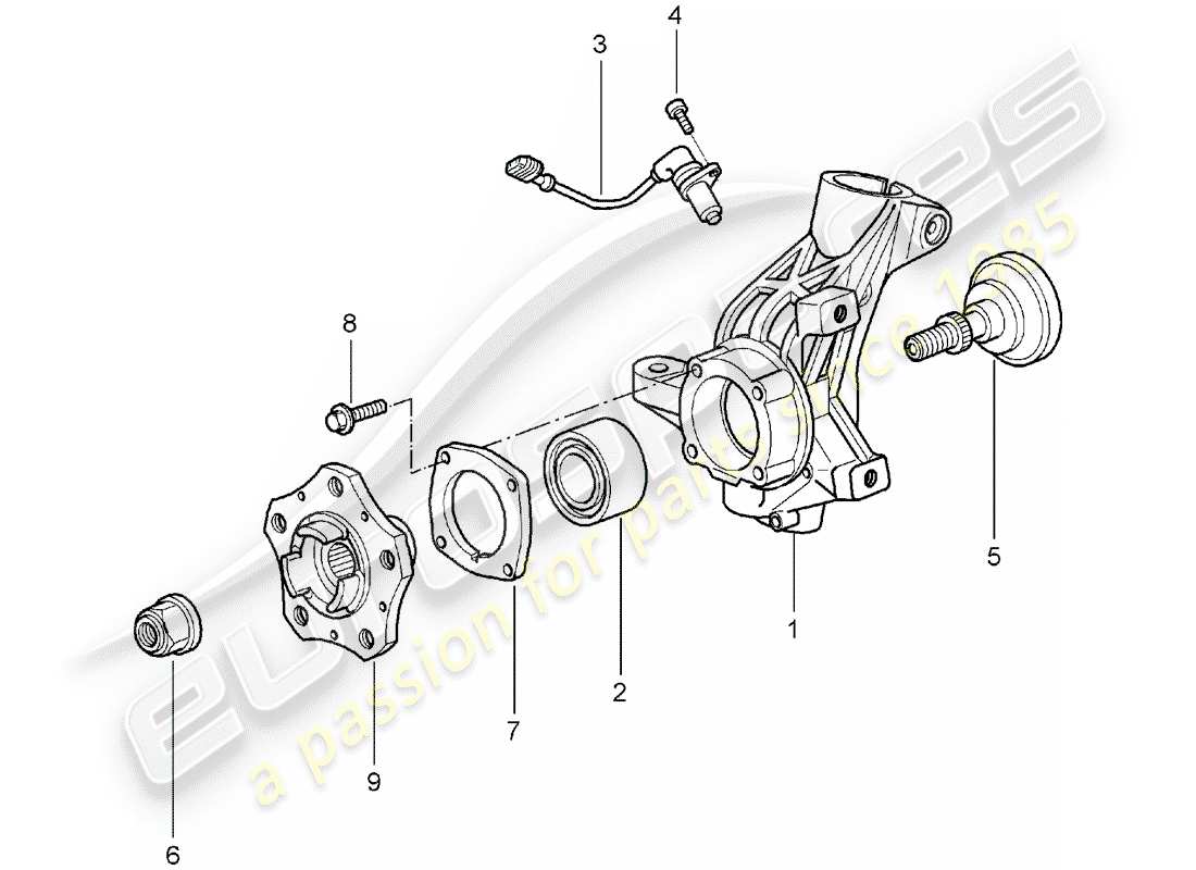 porsche boxster 987 (2005) wheel carrier part diagram