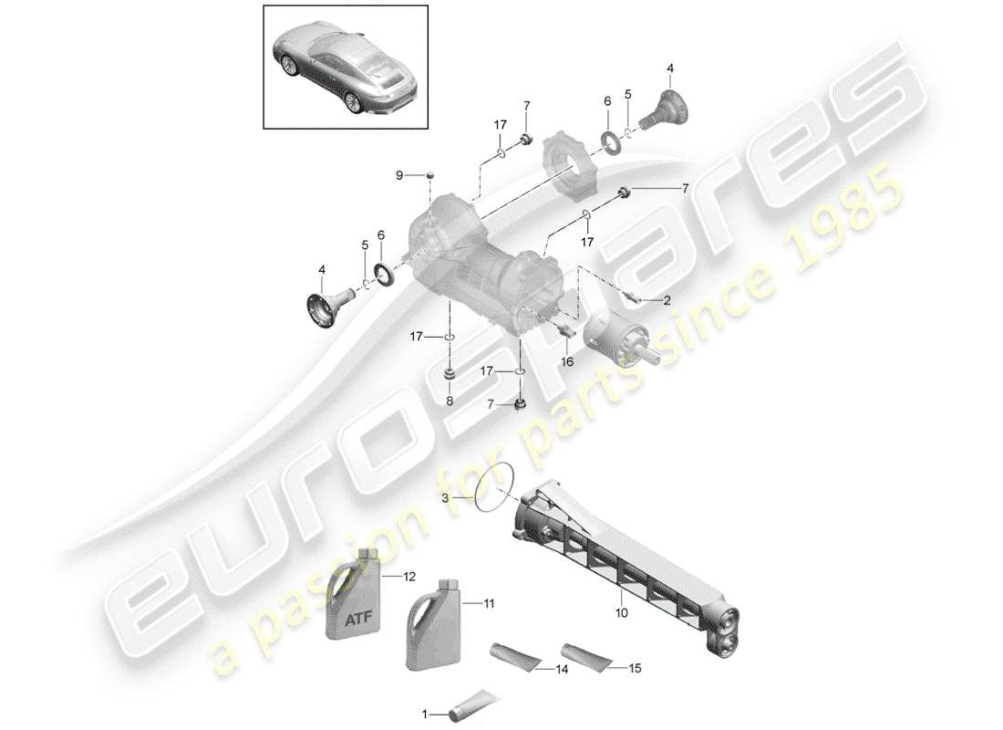 porsche 991 gen. 2 (2018) front axle differential part diagram