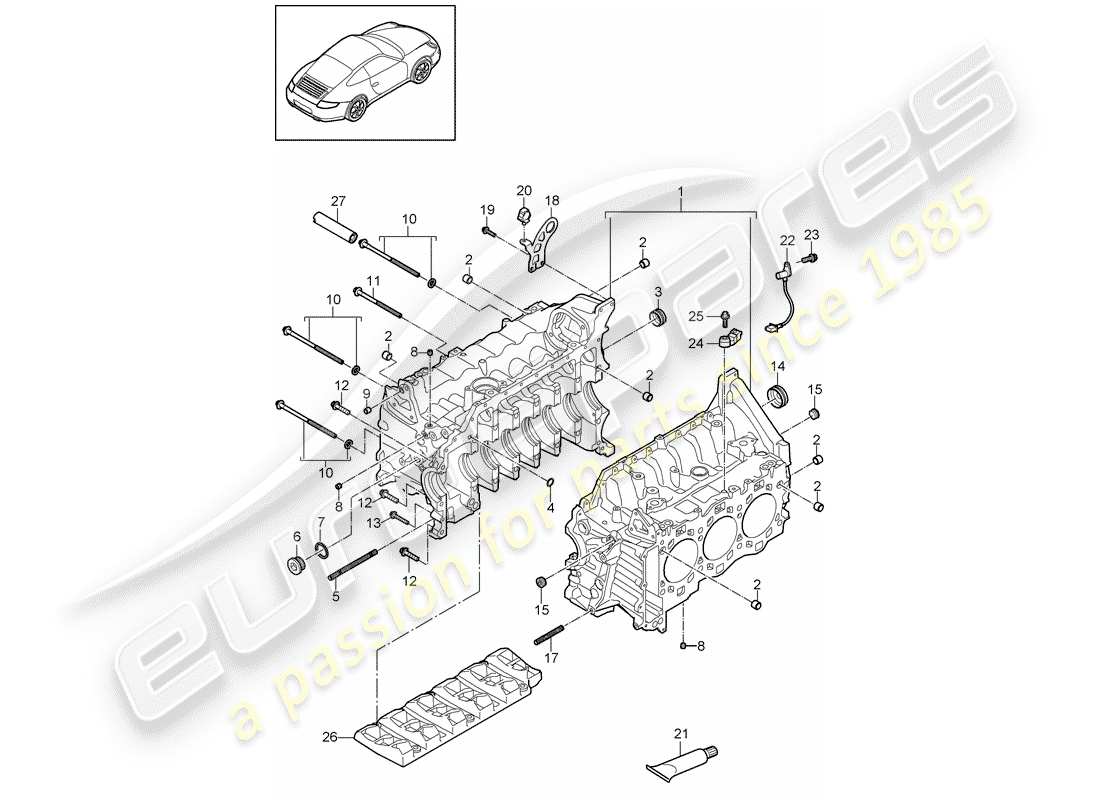 porsche 997 gen. 2 (2010) crankcase part diagram