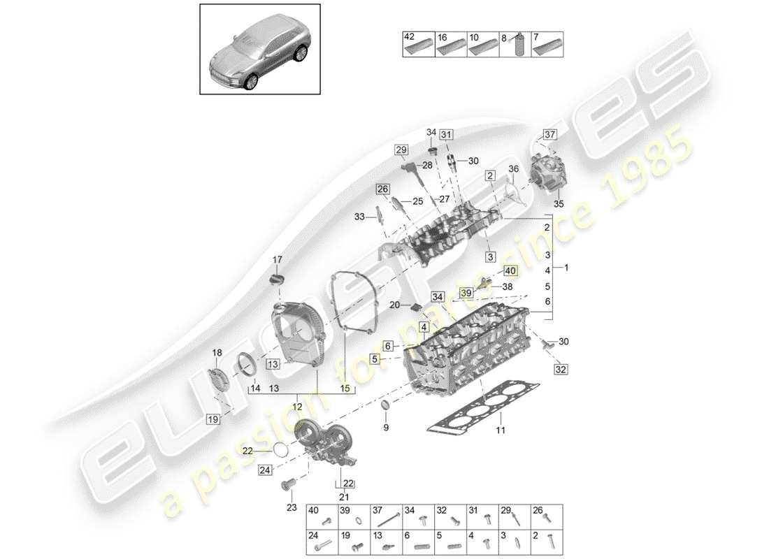 porsche macan (2019) cylinder head part diagram