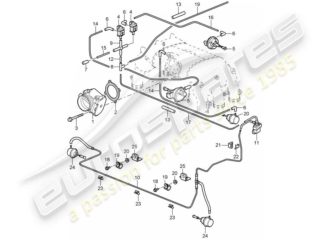 porsche 997 gt3 (2008) throttle body part diagram