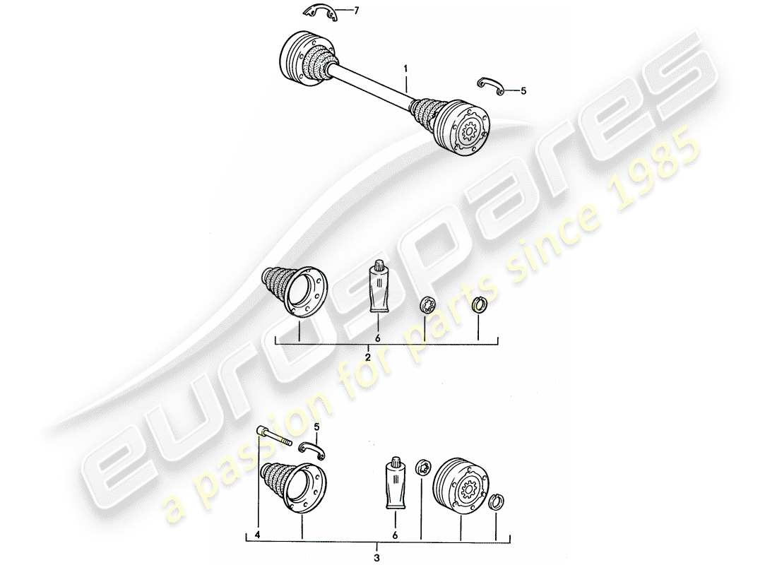 porsche 968 (1995) drive shaft part diagram