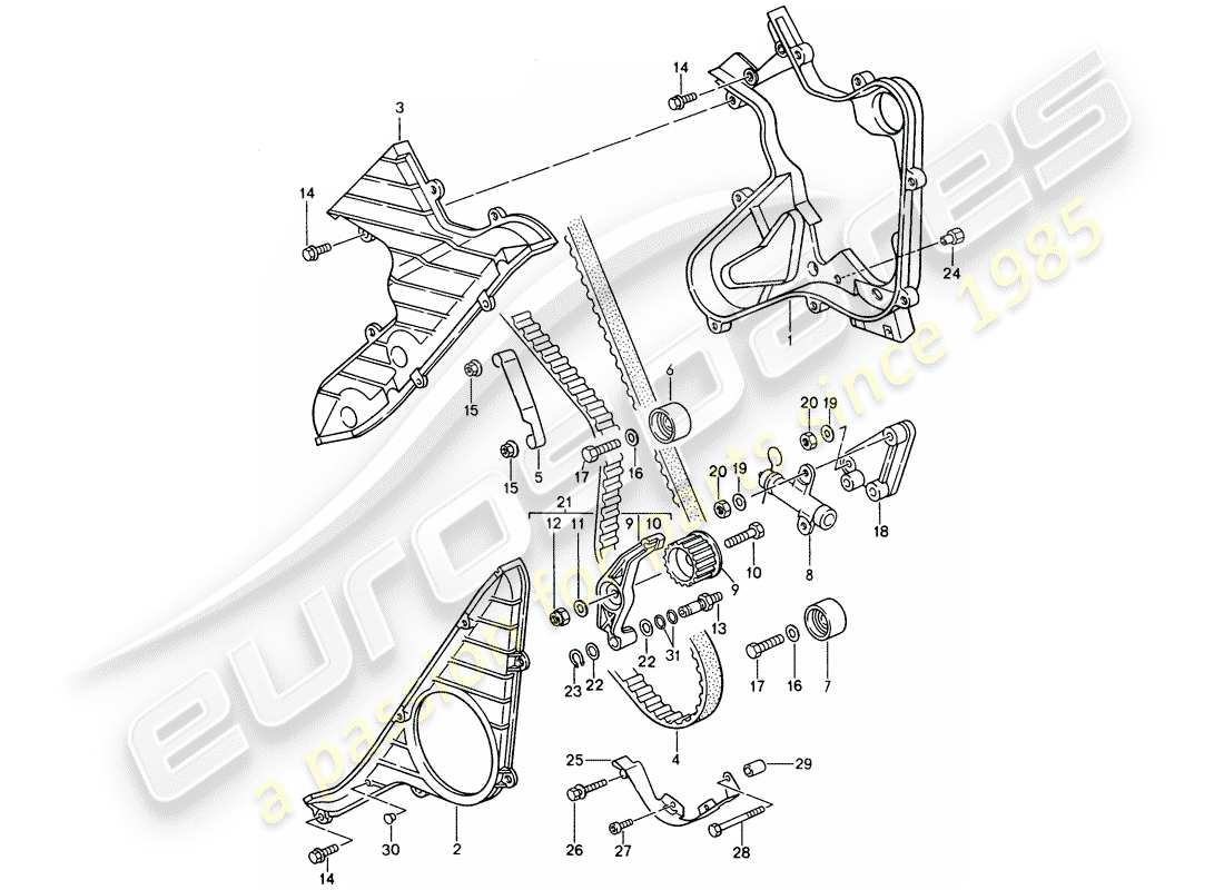 porsche 968 (1995) driving mechanism - camshaft part diagram