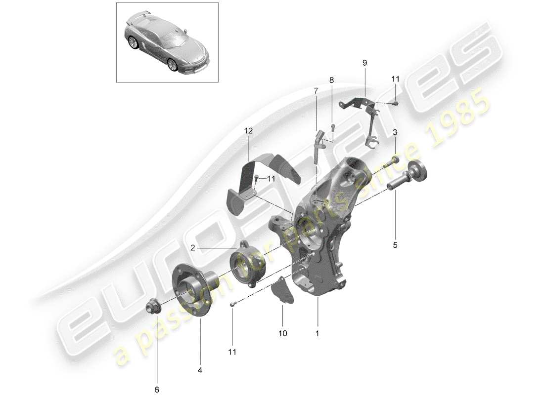 porsche cayman gt4 (2016) wheel carrier part diagram