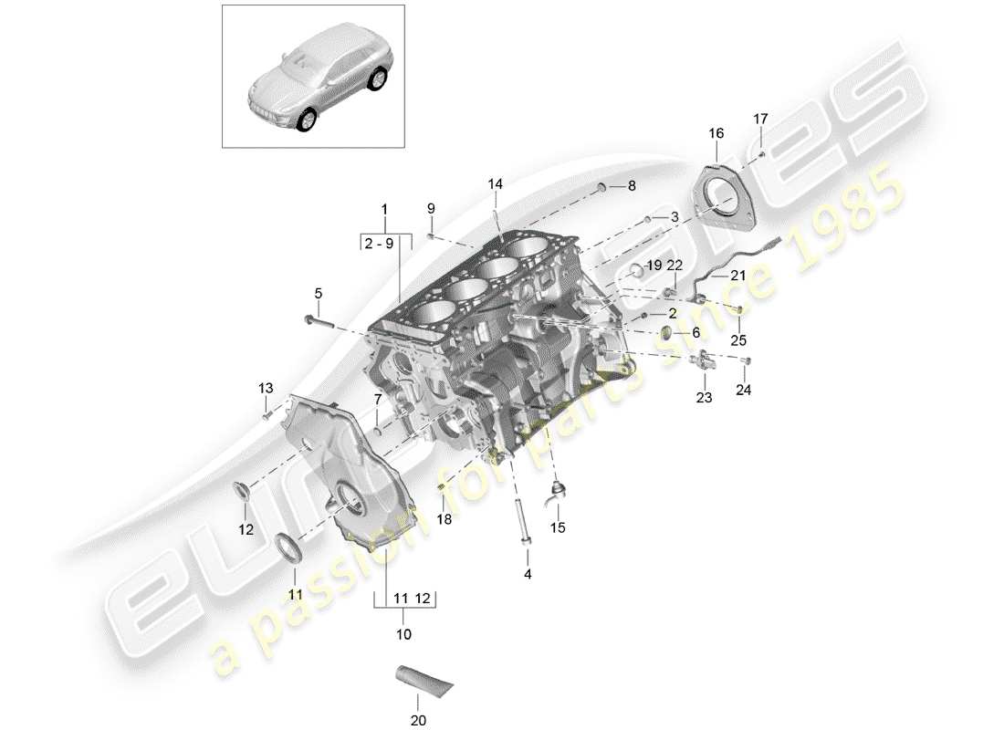 porsche macan (2016) crankcase part diagram