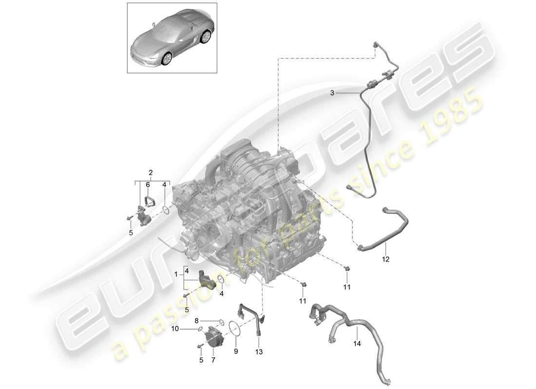 porsche boxster spyder (2016) crankcase part diagram