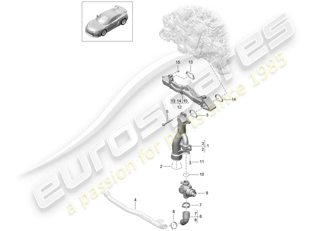 porsche cayman gt4 (2016) sub-frame part diagram