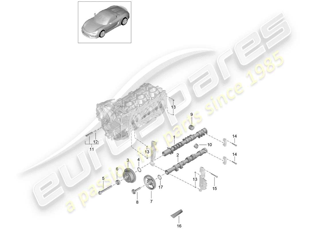 porsche boxster spyder (2016) camshaft part diagram