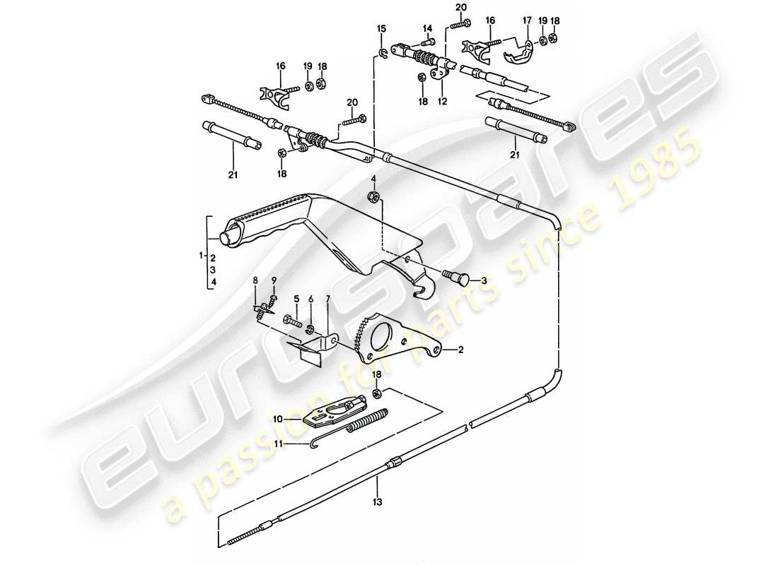 porsche 928 (1992) actuator - handbrake part diagram