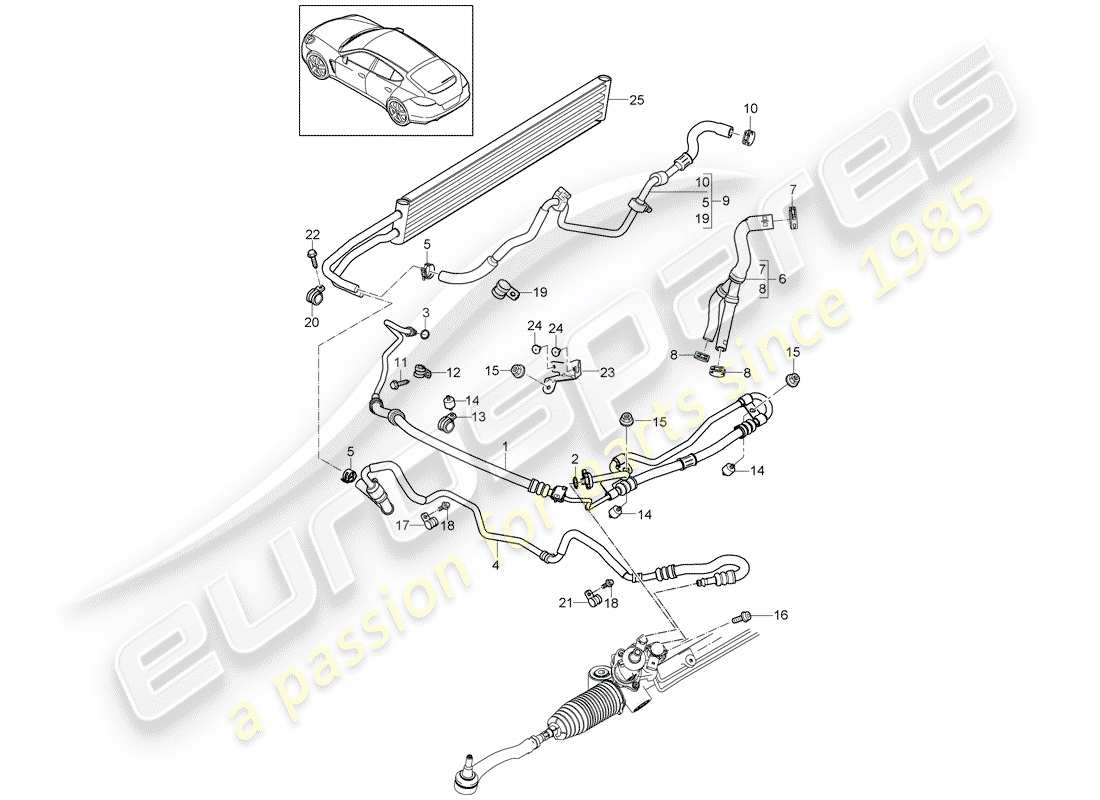 porsche panamera 970 (2012) power steering part diagram