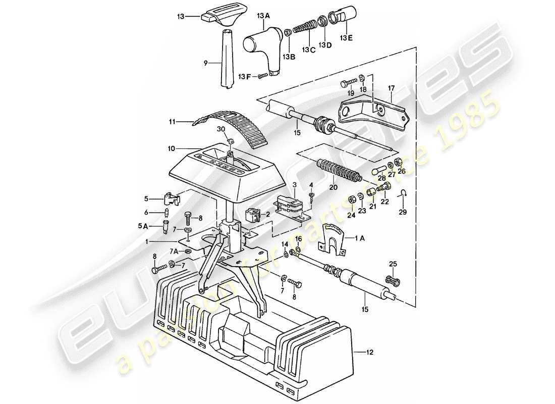 porsche 924 (1985) shift mechanism - automatic transmission part diagram