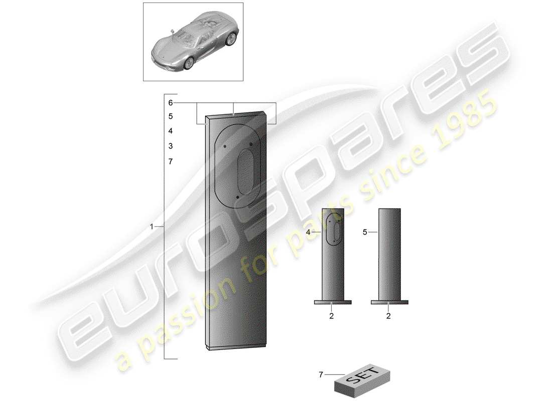 porsche 918 spyder (2015) stand part diagram