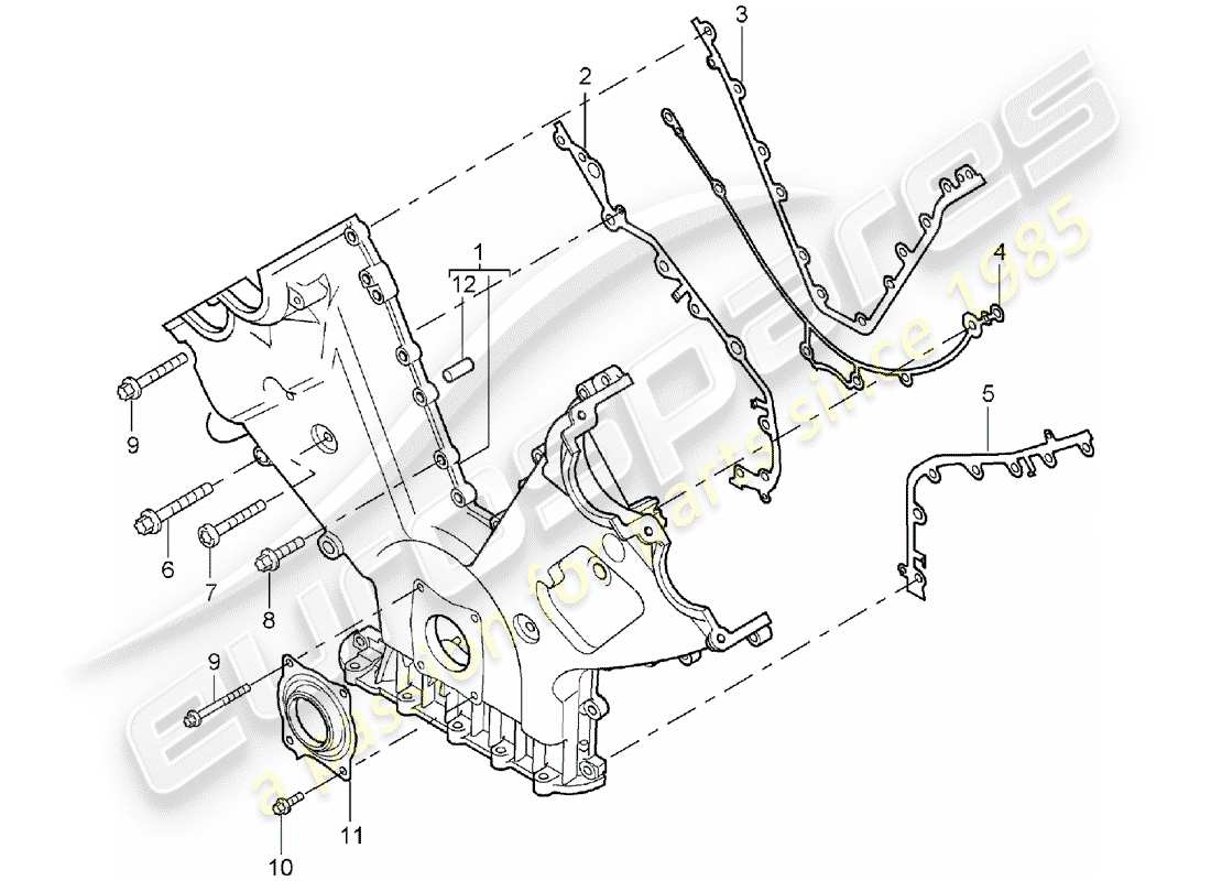 porsche cayenne (2005) cover for timing chain part diagram