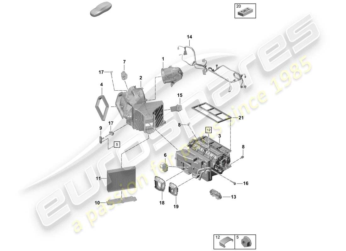 porsche boxster spyder (2020) air con. service device part diagram