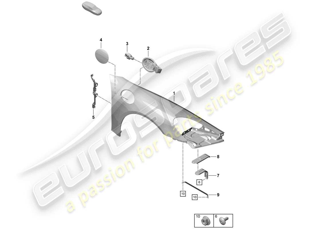 porsche boxster spyder (2020) fender part diagram