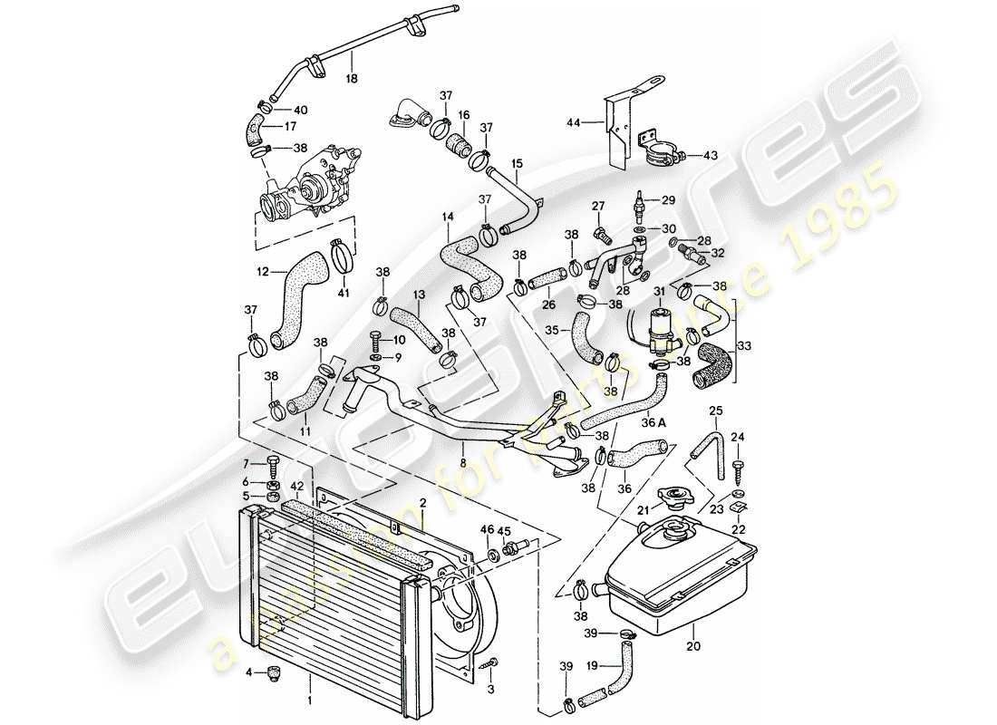 porsche 944 (1990) water cooling part diagram