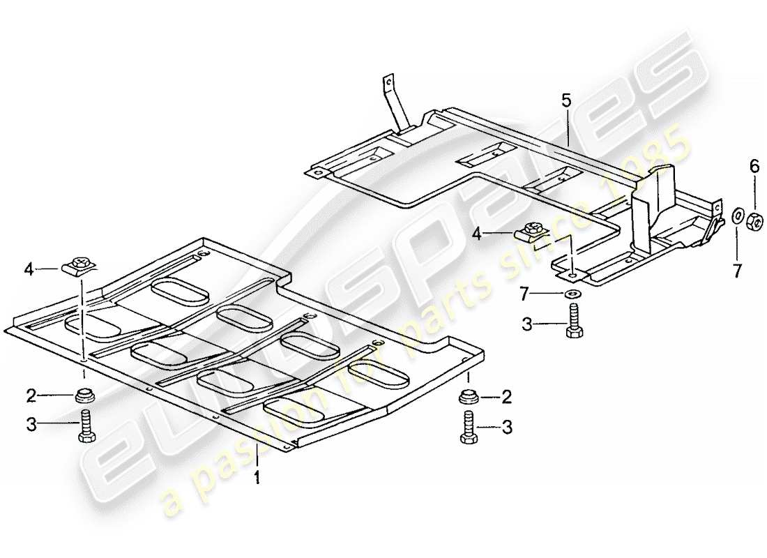 porsche 944 (1990) underside protection part diagram