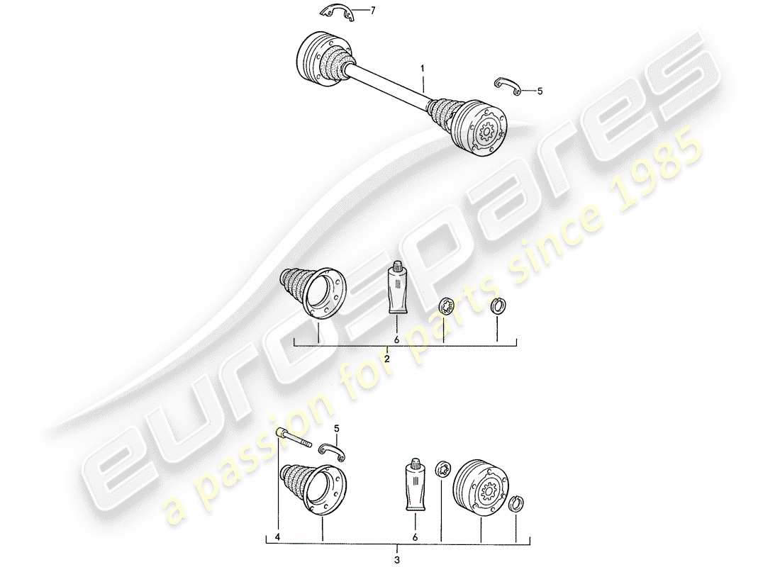 porsche 944 (1990) drive shaft part diagram