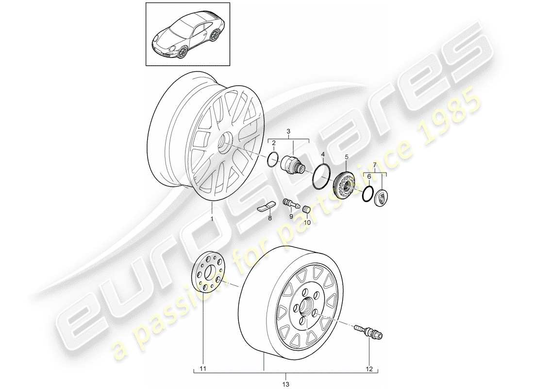 porsche 997 gen. 2 (2010) wheels part diagram