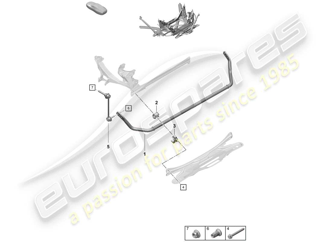 porsche boxster spyder (2020) stabilizer part diagram