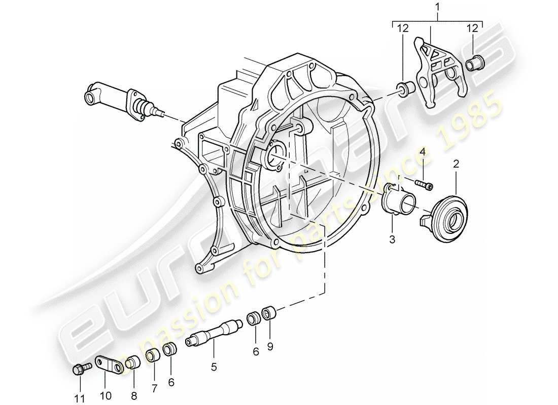 porsche 997 gt3 (2010) clutch release part diagram