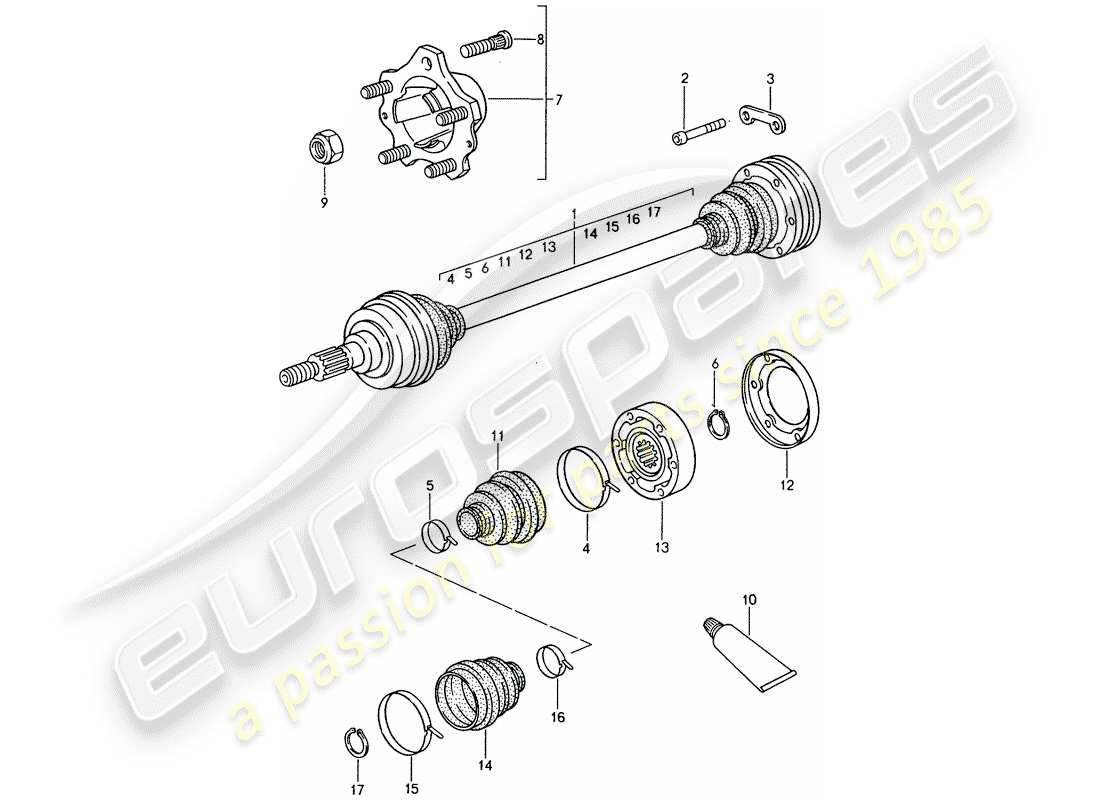 porsche 993 (1995) drive shaft - rear-wheel hub part diagram