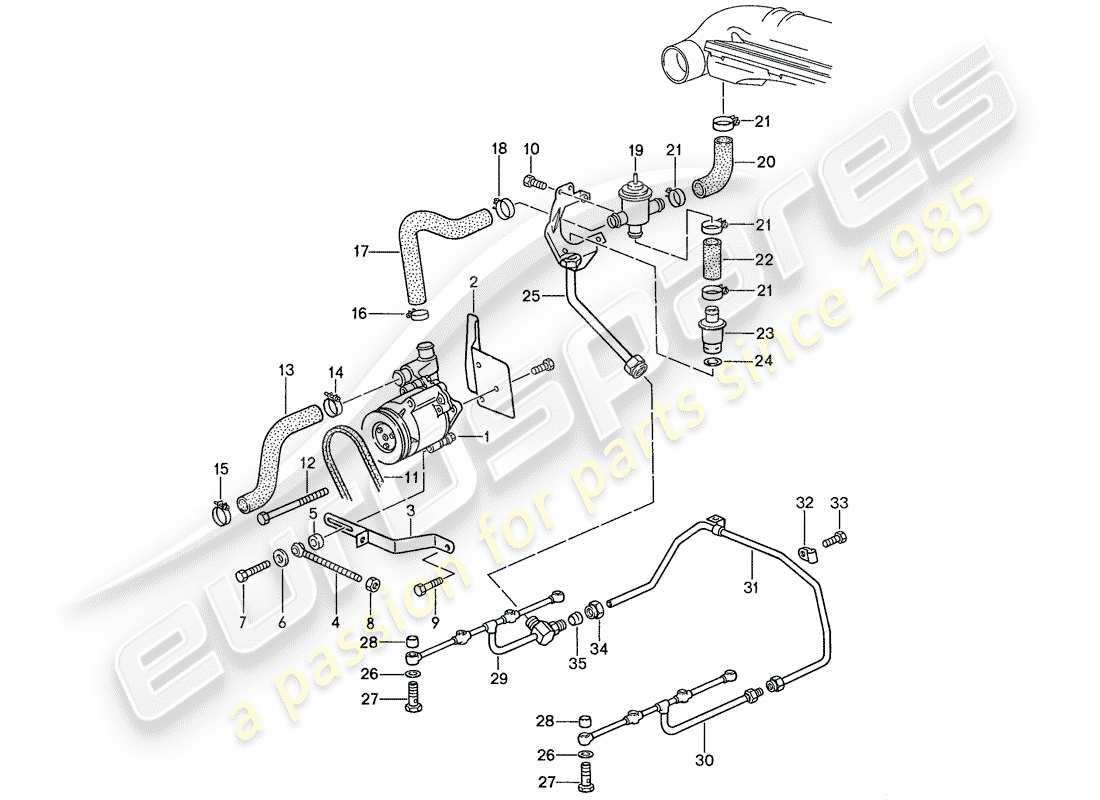 porsche 928 (1989) air injection - for cars without - catalyst part diagram