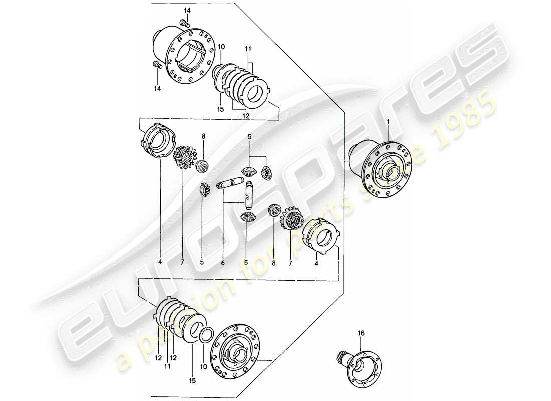 porsche 911 (1989) limited slip differential part diagram