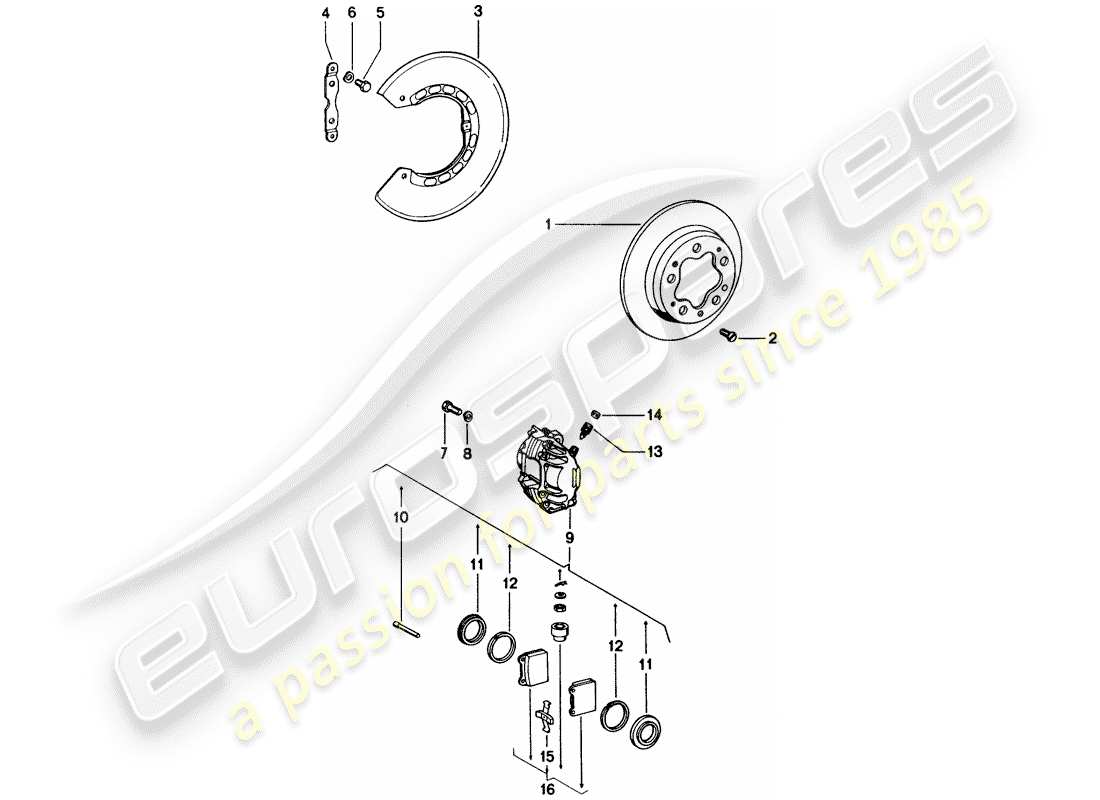 porsche 914 (1970) disc brakes part diagram