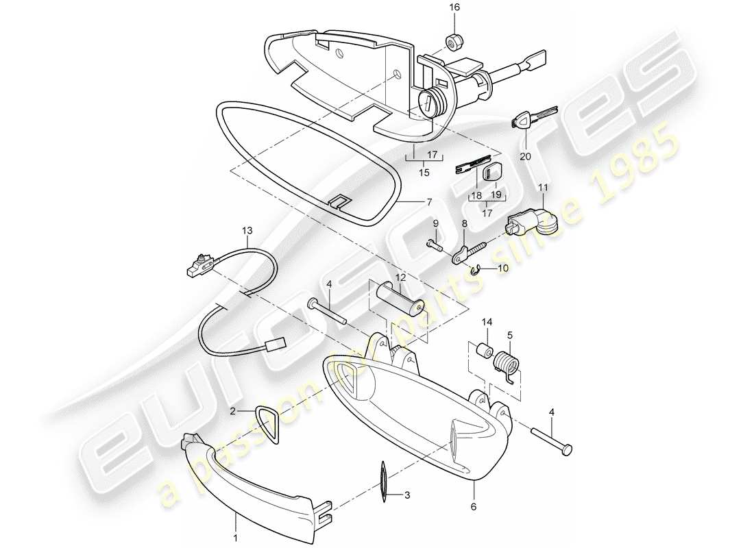 porsche 997 gen. 2 (2011) door handle part diagram