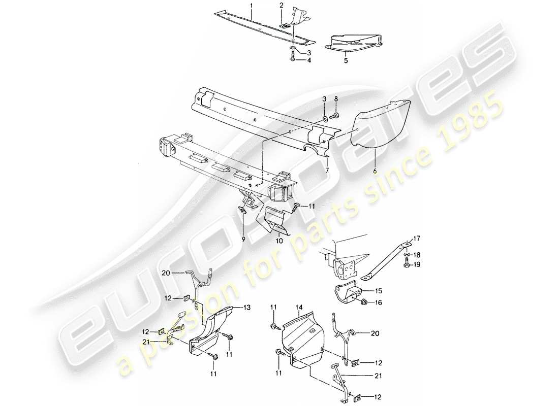 porsche 964 (1992) heat protection - for - bumper part diagram