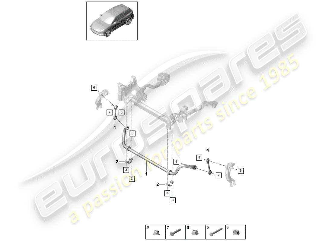 porsche cayenne e3 (2018) stabilizer part diagram