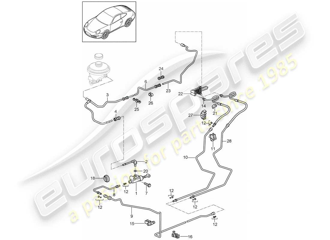 porsche 997 gen. 2 (2009) hydraulic clutch part diagram