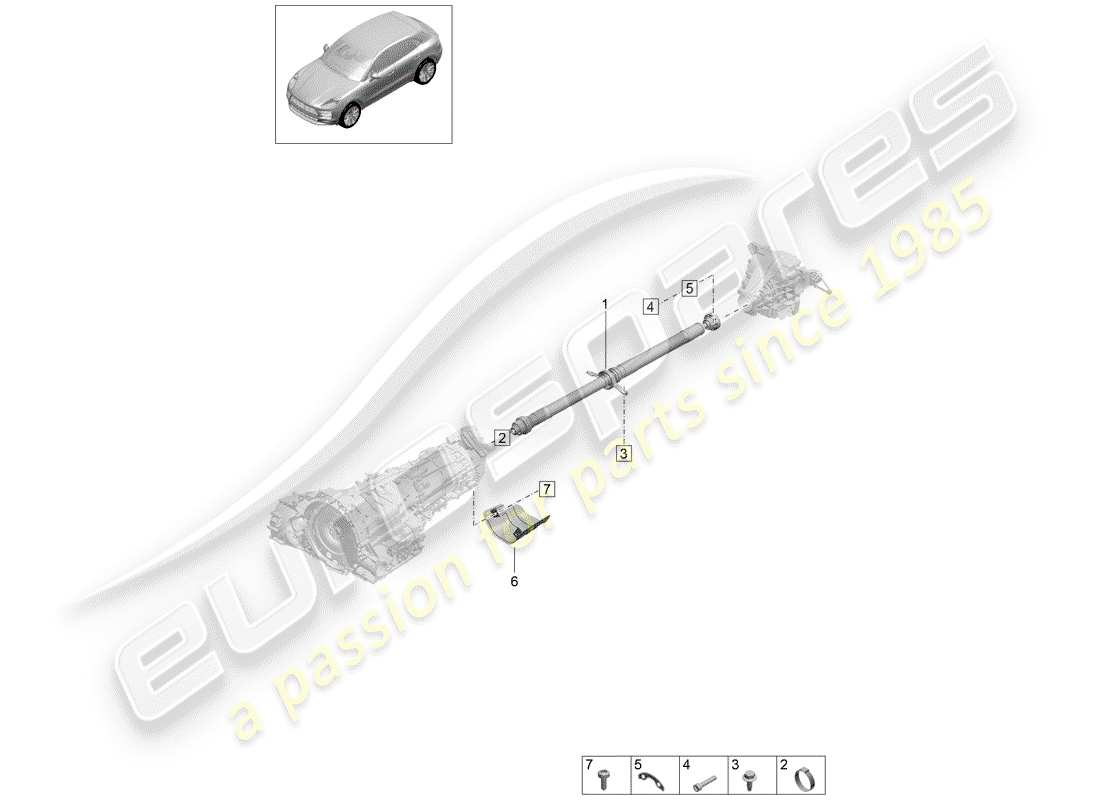 porsche macan (2020) propeller shaft part diagram