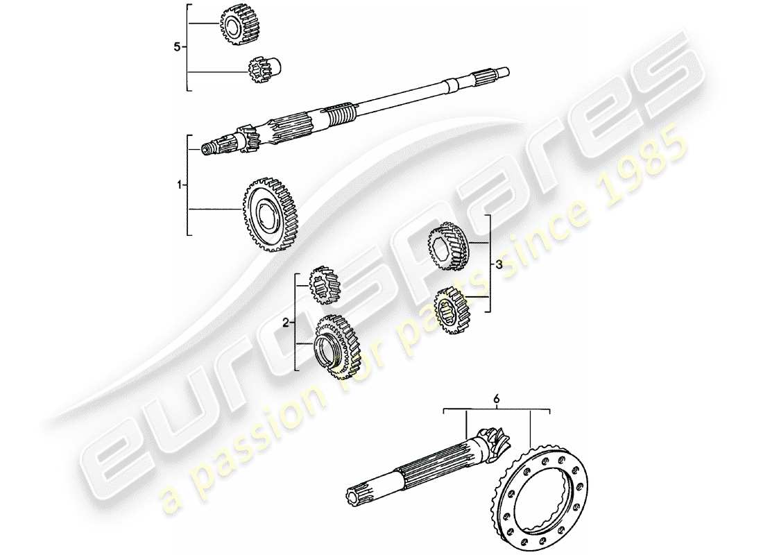 porsche 911 (1980) gear wheel sets - spm part diagram