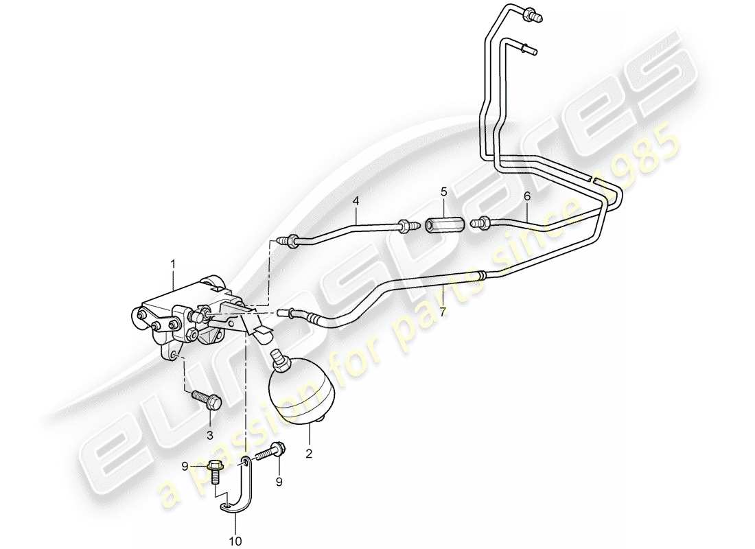 porsche 997 t/gt2 (2007) hydraulic clutch part diagram