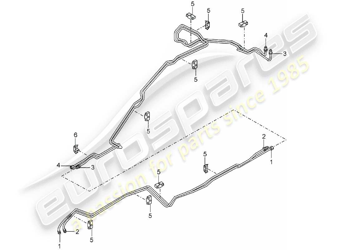 porsche cayenne (2004) hydraulic line part diagram