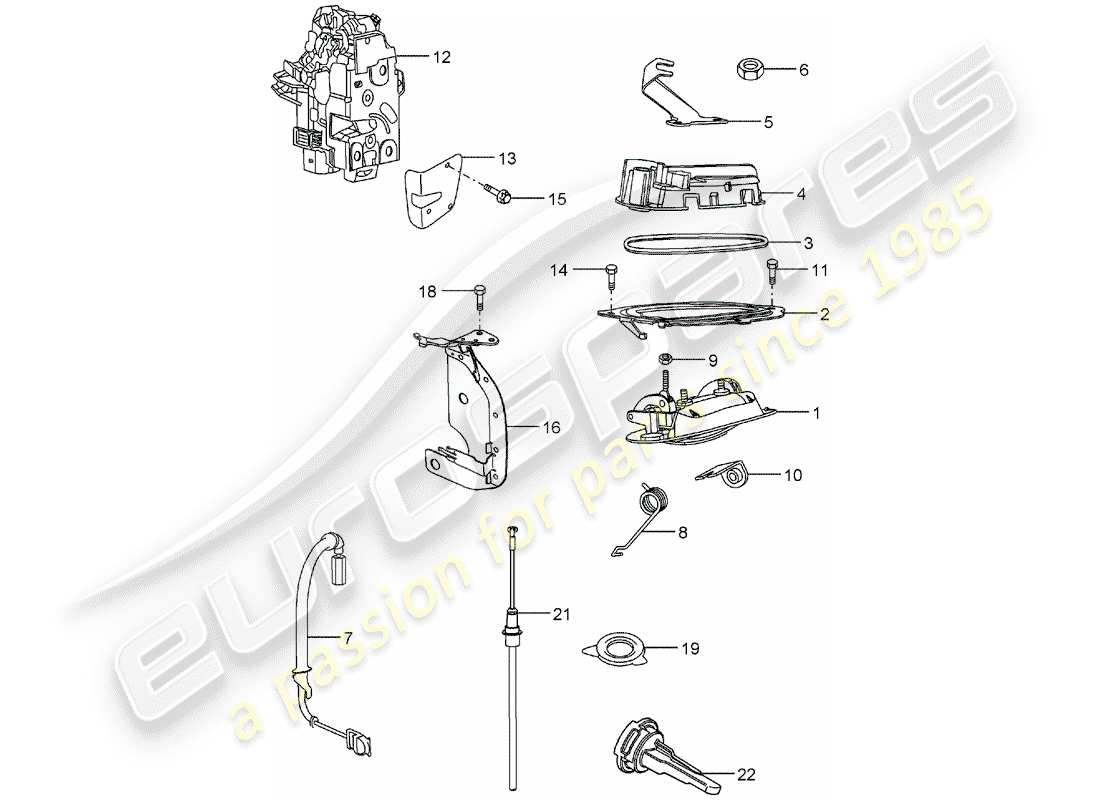 porsche carrera gt (2004) door handle - door latch part diagram