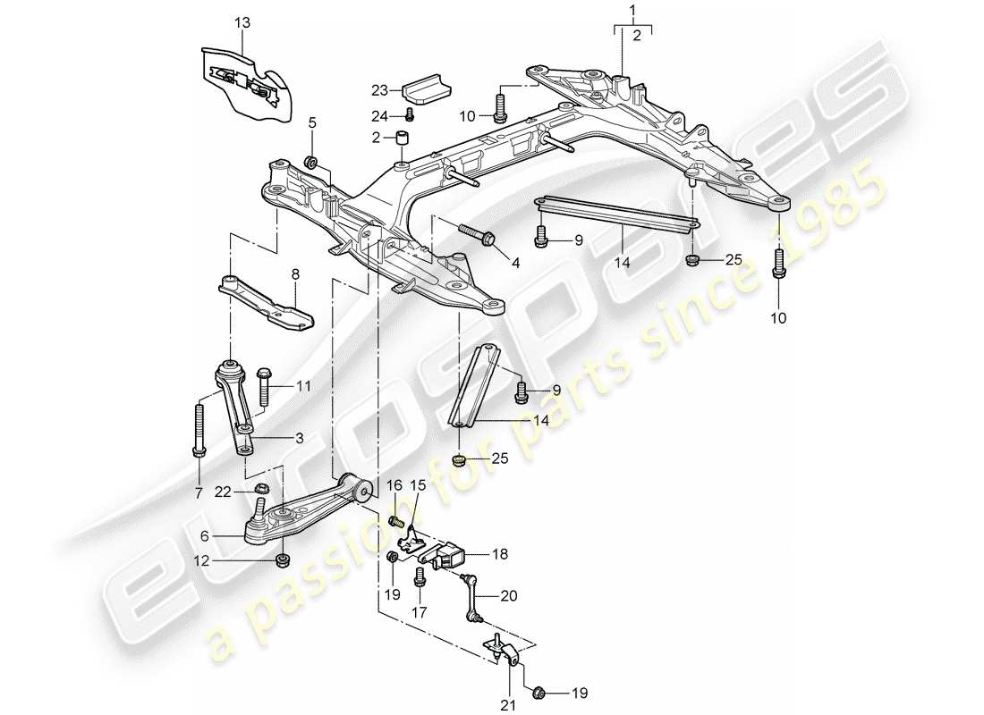 porsche 997 (2005) cross member part diagram